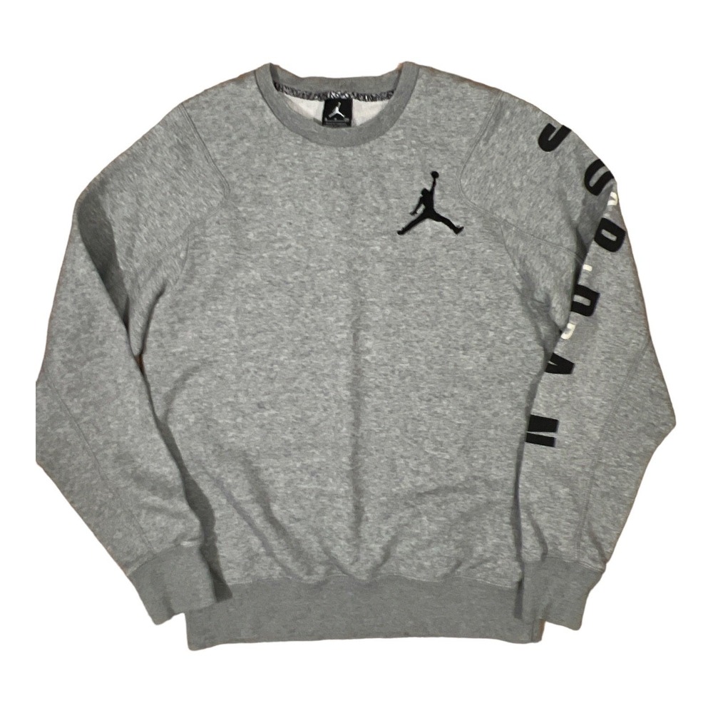JORDAN Sweatshirt Mens SMALL gray Arm spellout